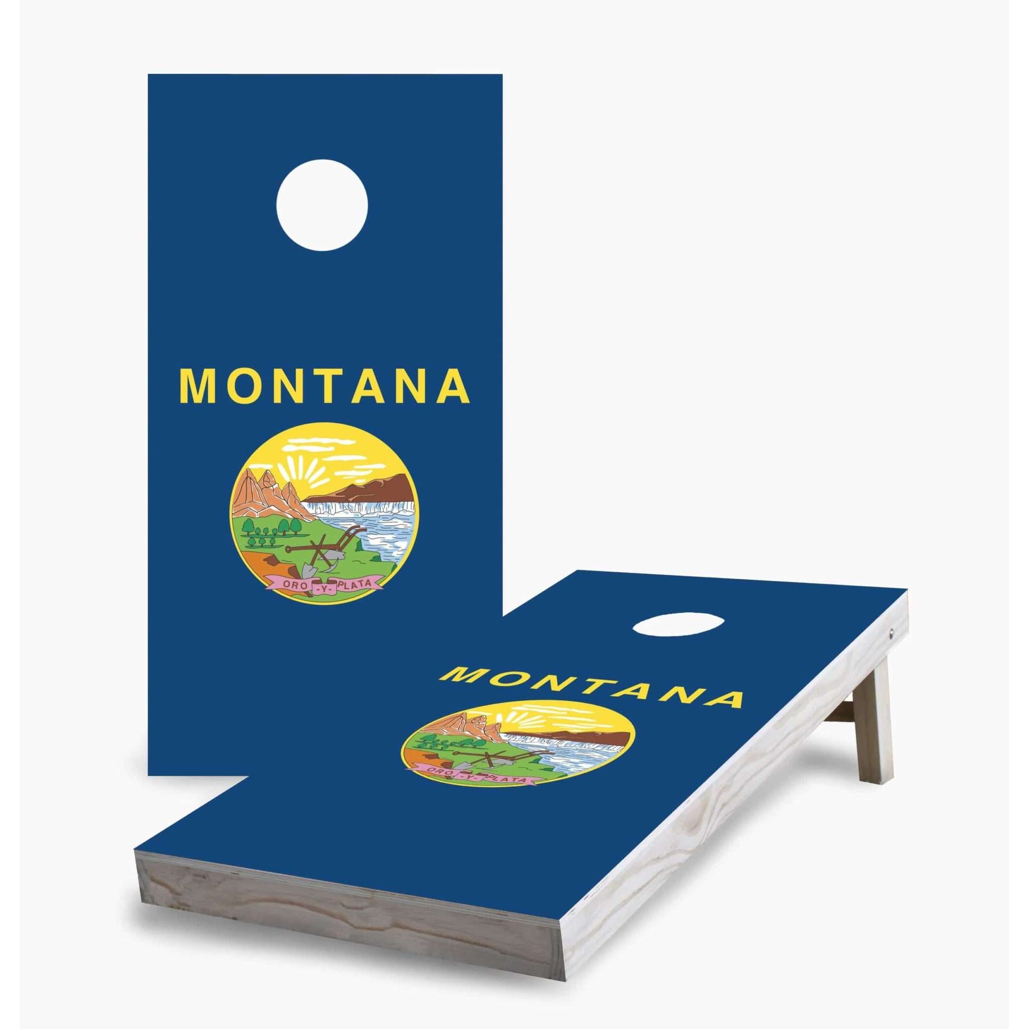 Montana State Flag Regulation 2x4 Cornhole Game Set
