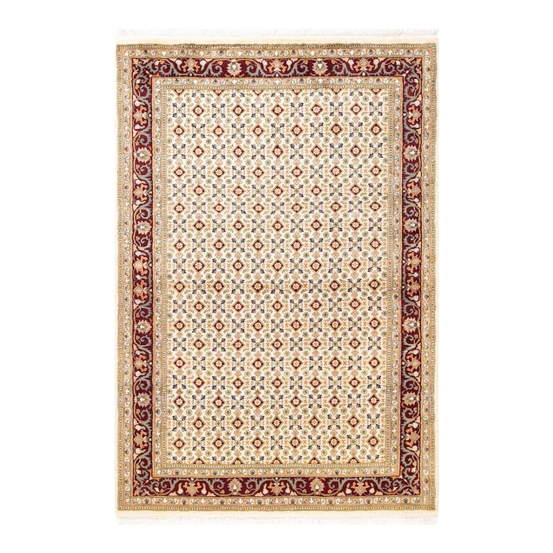 Overton Hand Knotted Wool Vintage Inspired Traditional Mogul Ivory Area Rug - 4 x 6