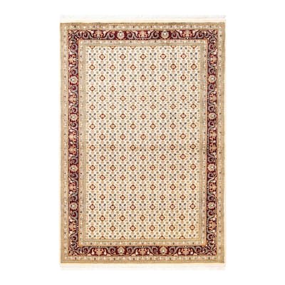 Overton Hand Knotted Wool Vintage Inspired Traditional Mogul Ivory Area Rug - 4 x 6