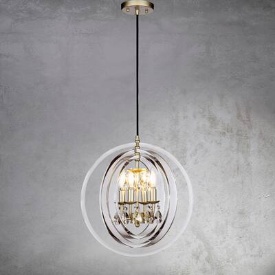 4-Light Modern Clear Globe Ghost Chandelier with Champagne Candlestick