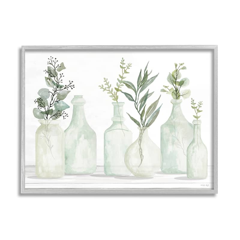 Stupell Soft Green Potted Plants Fresh Herbs Still Life Framed Wall Art