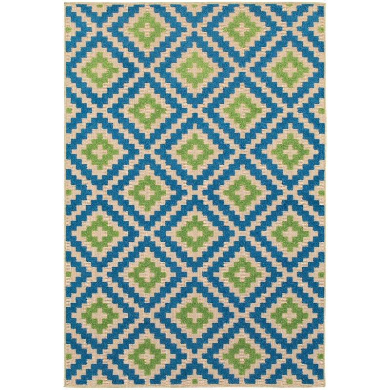 Style Haven Cara Mixed Pile Geometric Diamond Indoor-Outdoor Area Rug - 6'7" x 9'6"