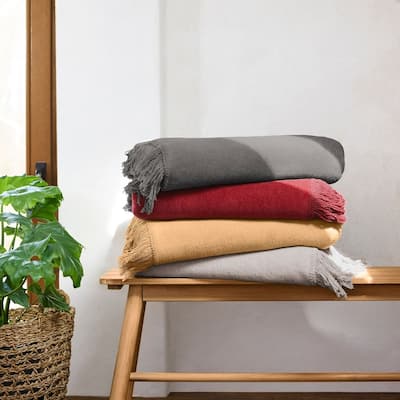 IBENA Cotton Fringe Cozy Oversize Throw Blanket 'Braga' in 4 colors