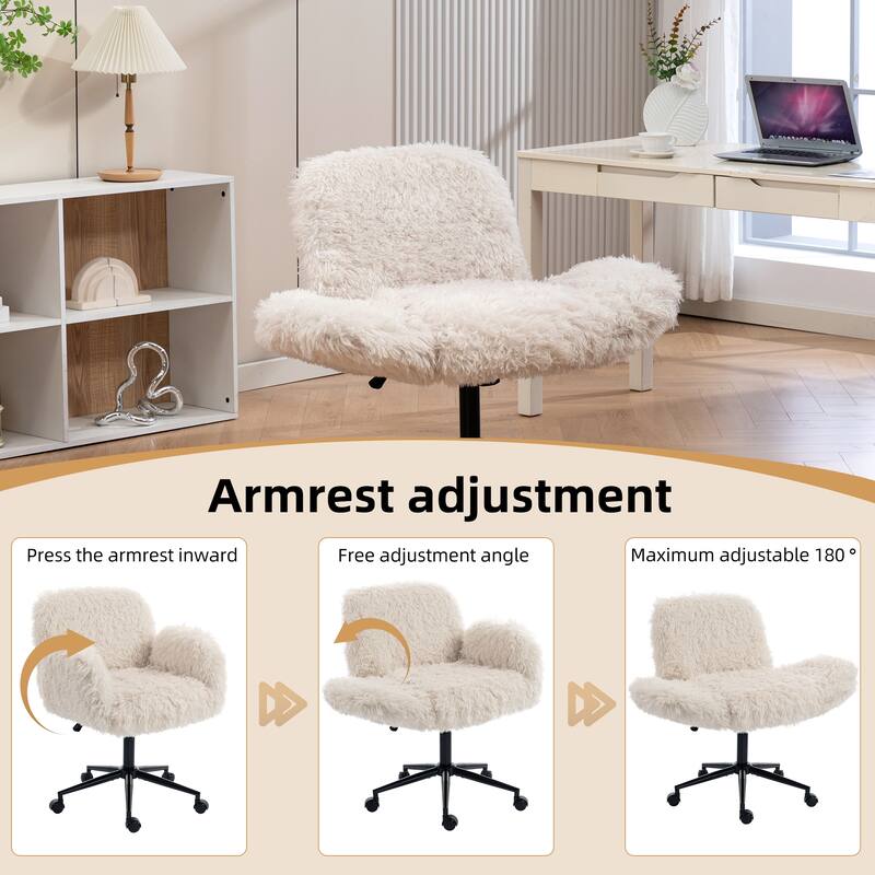 Criss Cross Chair with 5-Gear Adjustable Armrests & Wheels, Ergonomic Thickened Backrest Swivel Desk Chair for Home Office