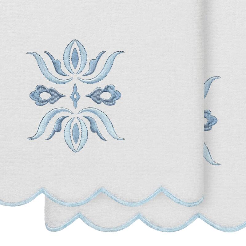 Authentic Hotel and Spa 100% Turkish Cotton FLOWER CREST Scallop Towel Collection