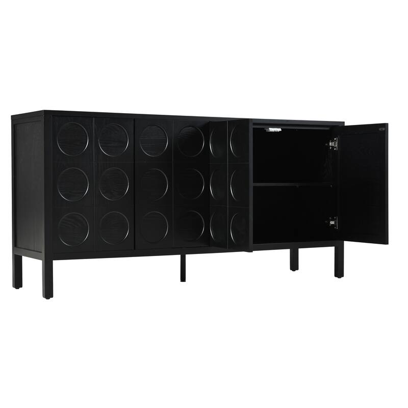 Sideboard Cabinet with Circle Door, Buffet Cabinet with Adjustable Shelves, Storage Cabinet with 5 Supportive Legs
