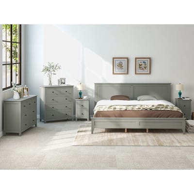 Solid Wood 5 Pieces Bedroom Sets(bed+nightstand*2+chest+dresser）