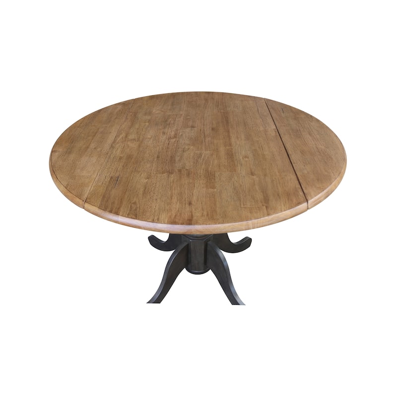 Round Pedestal Base Solid Wood 42-inch Drop-leaf Dining Table