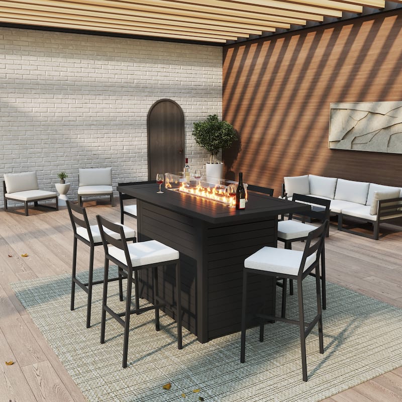 Rectangular Aluminum Fire Pit Bar Table with Lid Chelsea Series