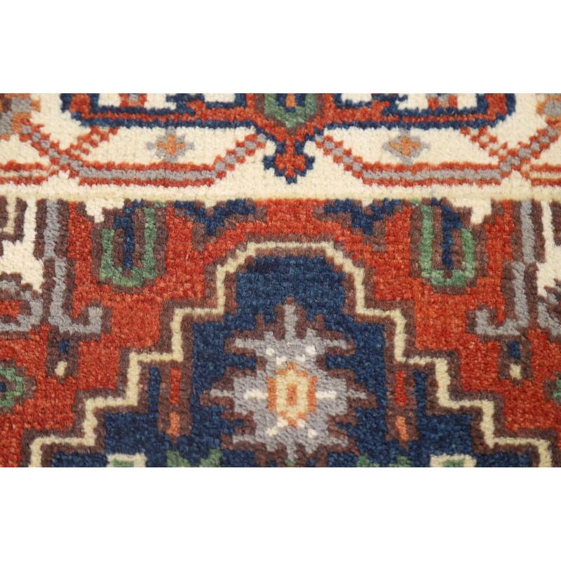 Hand Knotted Oriental 100% Wool Carpet Traditional Medallion Navy Blue & Blues Heriz (serapi) Area Rug - 3' 0'' X 2' 0''