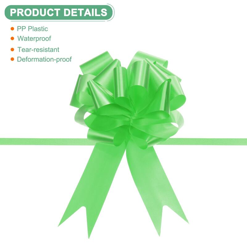 20pcs Large Pull Bow 10 Inch Flower Bows for Wedding Baskets - Green
