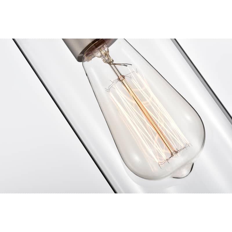 Pendant Light Matte Satin Nickel 1-Light Metal & Cylinder Glass Shade