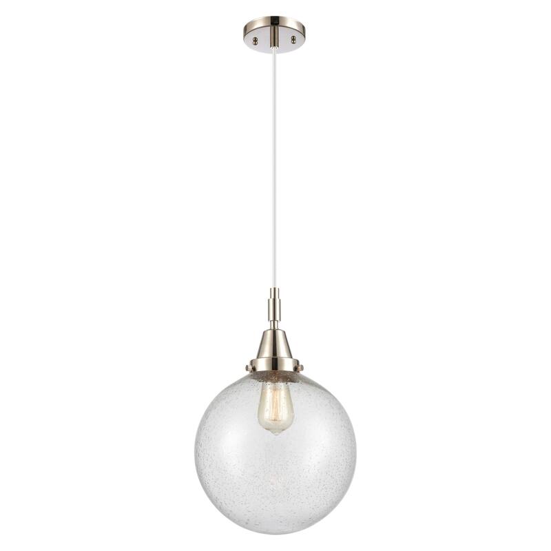 Innovations Lighting Downtown Urban - Caden Beacon - 1 Light 10" Cord Hung Mini Pendant - Polished Nickel/Seedy Shade