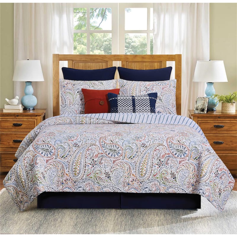 Payton Paisley Quilt Set Cotton Reversible and Machine Washable