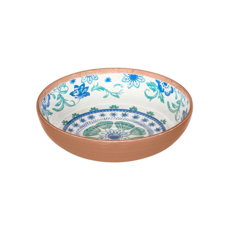 Abode Homewares by TarHong Rio Turquoise Floral Bowl, 8" x 2.2"/ 43.4 oz.Set of 6