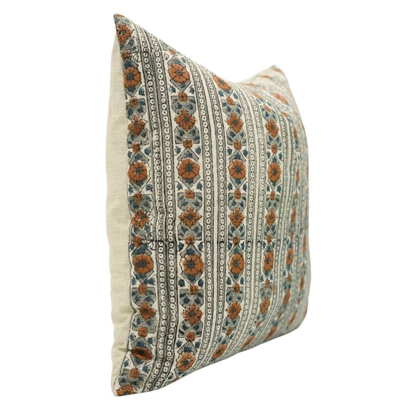 Fabdivine Linen Cushion Cover Floral Throw Handmade Purple Pillow Case for Couch Office Guest Bedroom Farmhouse, Pushaplata