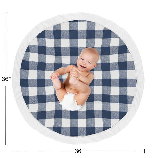 Navy Buffalo Plaid Check Collection Boy Baby Tummy Time Playmat - Blue and White Woodland Rustic Country Farmhouse Lumberjack