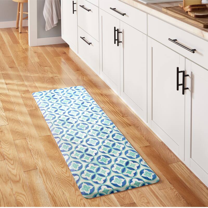 FIESTA Mali Tiles Geo Trellis Anti-Fatigue Comfort Kitchen Mat, Non-Slip Floor Mat, Padded Standing Desk Mat