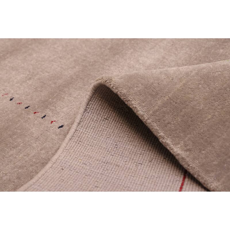 ECARPETGALLERY Hand Loomed Kashkuli Gabbeh Light Grey Wool Rug - 5'2 x 7'0