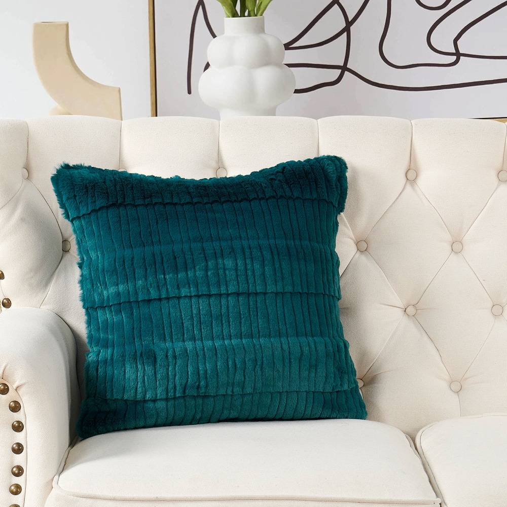 1 Pc Sculpted Stripe FauxFur Pillow Shell Decorative Cushion Cover