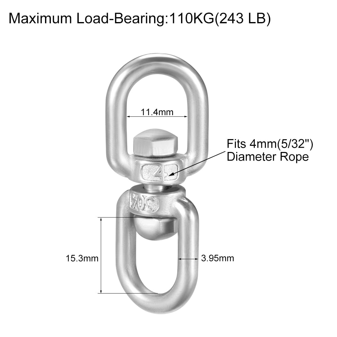 M8 Swivel Eye Double end Round Swivel Lifting Ring 5/16 in Stainless