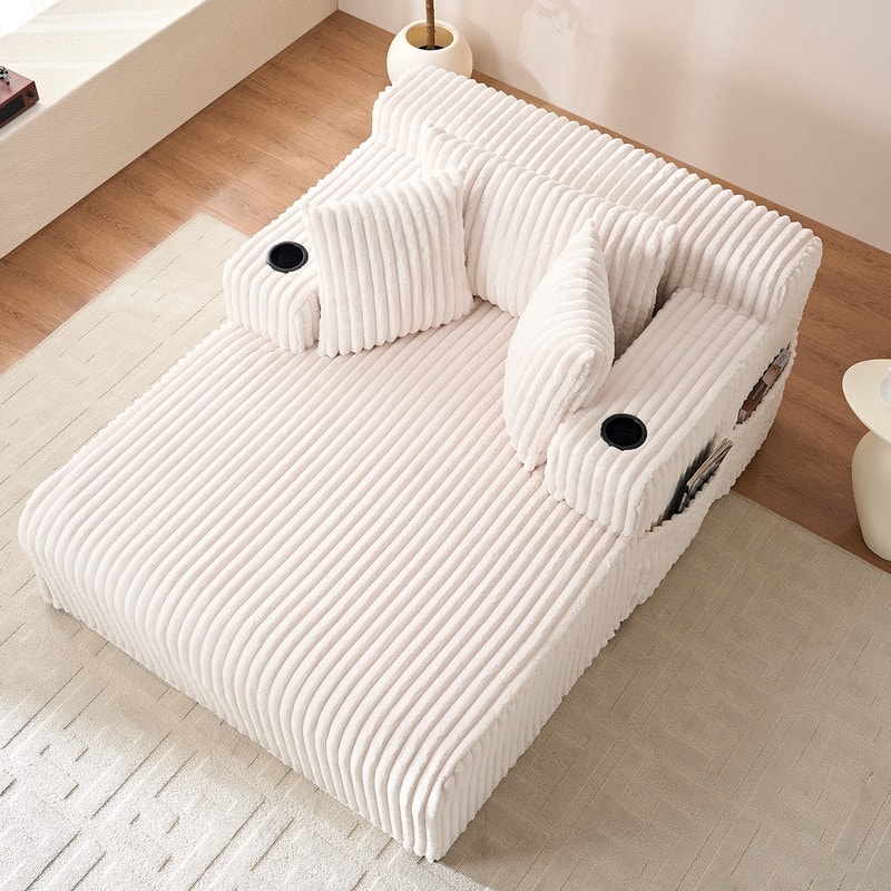 Mixoy Corduroy 51"Chaise Lounge 1-Seater Sofa Chair With Storage