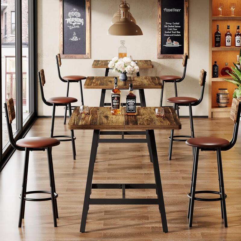 31.1" Square Industrial High Top Bar Pub Table, Small Kitchen Dining Table - 31.1" W × 31.1" D × 35.43" H