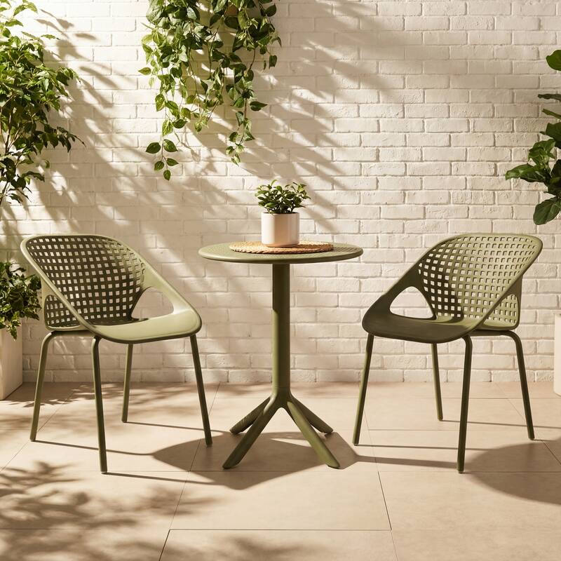 Christopher Knight Home - Arno Modern 3-Piece Outdoor & Indoor Patio Bistro Set with Dining Chairs & Compact Round Bistro Table