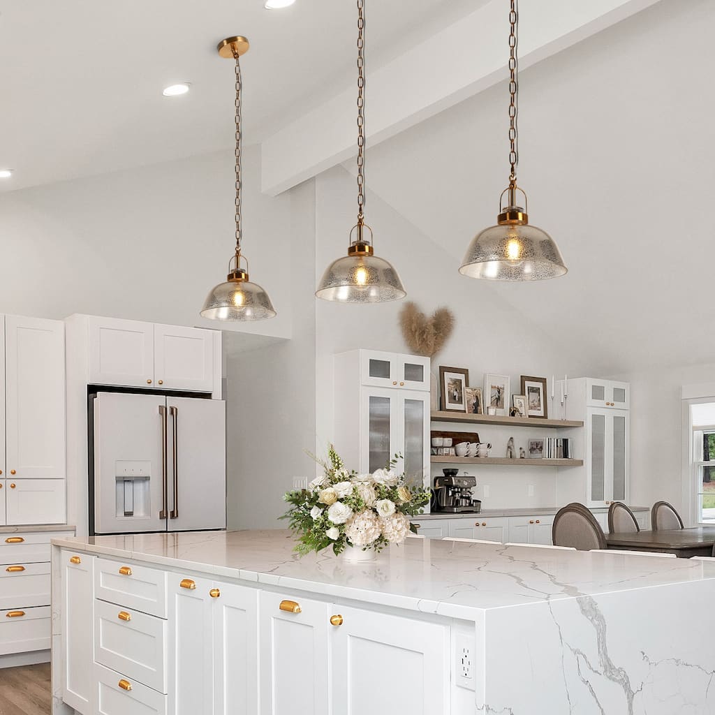 Swara Modern 1-Light Textured Glass Pendant Light for Kitchen Island Dining Room - D 11" x H 10.2"