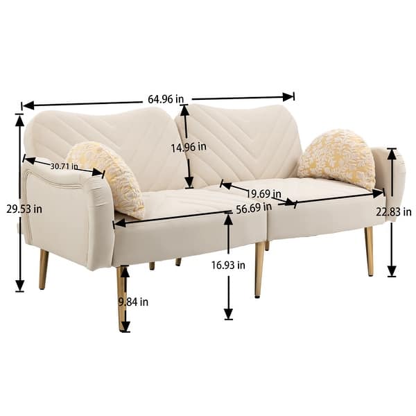 65 inch Beige Couches Sofa Bed, Living Room Love Seats - Bed Bath ...