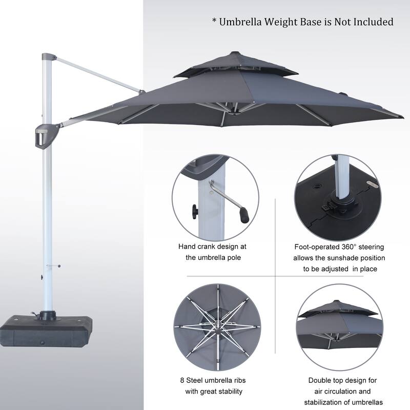 Clihome 11ft Patio Cantilever Octagonal Outdoor Umbrella With Umbrella Cover