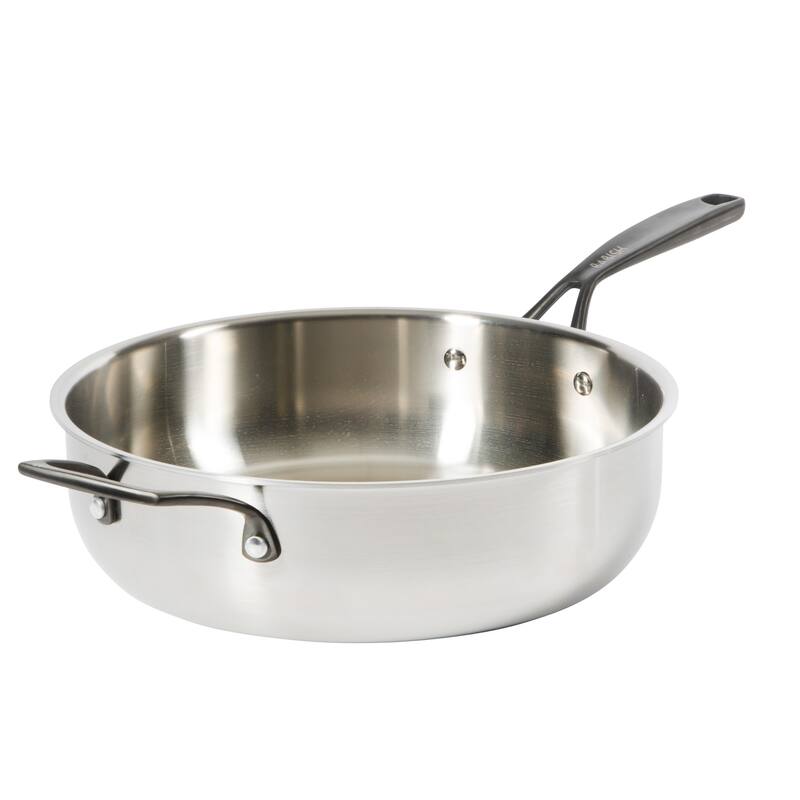 Babish Tri-Ply Stainless Steel Professional Grade Saute Pan w/Lid, 5-Quart