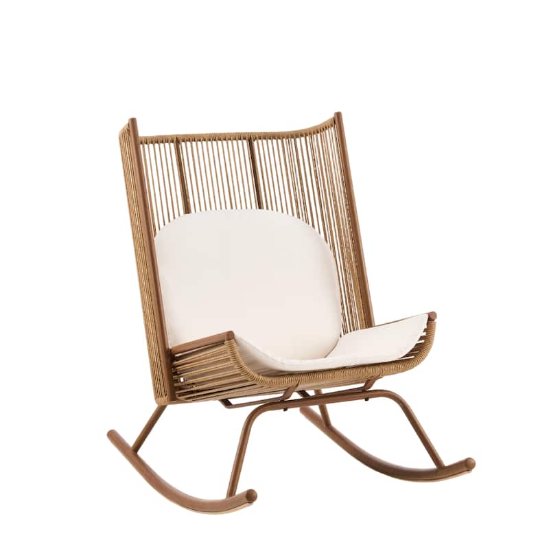 Christopher Knight Home - Modern Outdoor Rocking Chairs Set of 2 with PE Rattan and Acacia Wood Side Table