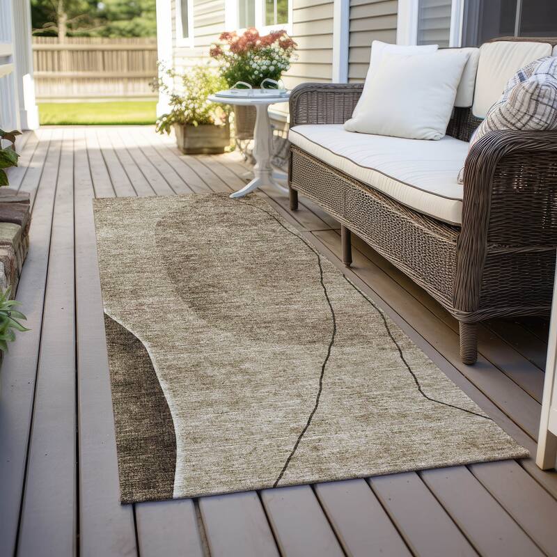 Machine Washable Indoor/ Outdoor Chantille Modern Abstract Rug