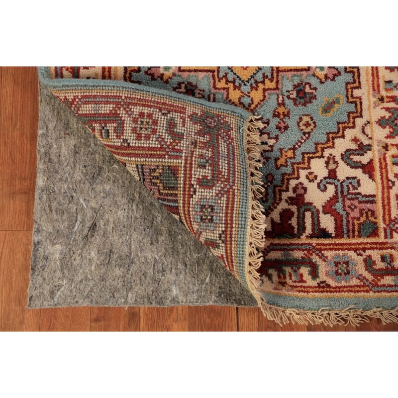 Light Blue Heriz Serapi Indian Runner Rug Hand-Knotted Wool Carpet - 2'5"x 8'0"