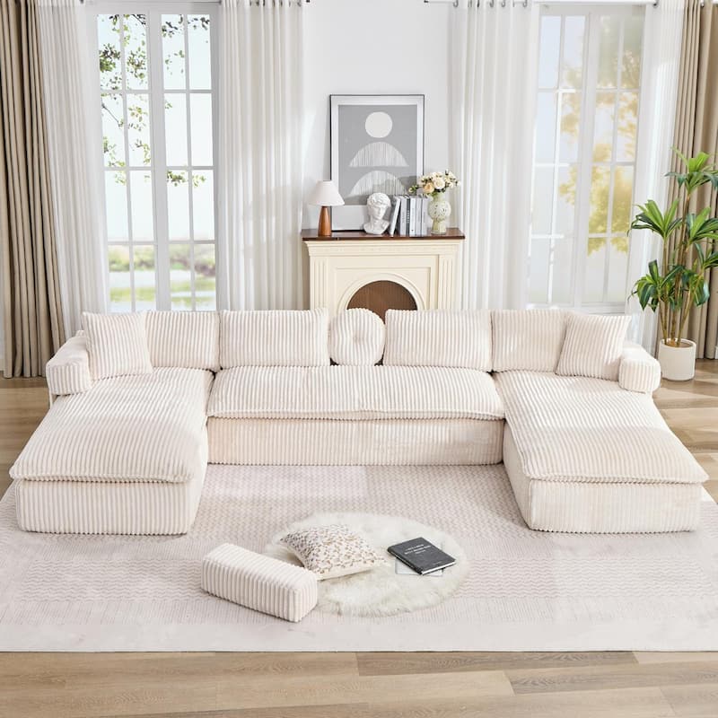 149" Oversized Sectional Couches U Shaped Modular sofa - Beige