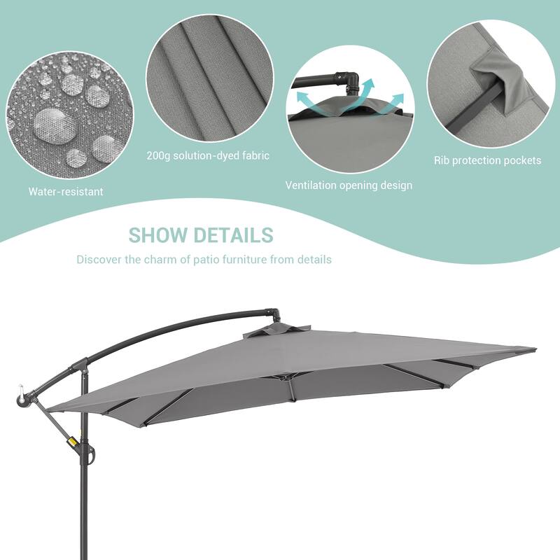 Bonosuki 8.2 x 8.2Ft Patio Offset Umbrella w/ Weighted Base