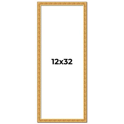 12x32 Frame Gold Real Wood Picture Frame Width 1 inches | Interior