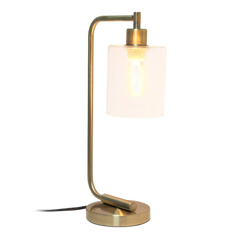 Antique Style Industrial Iron Lantern Desk Lamp with Glass Shade