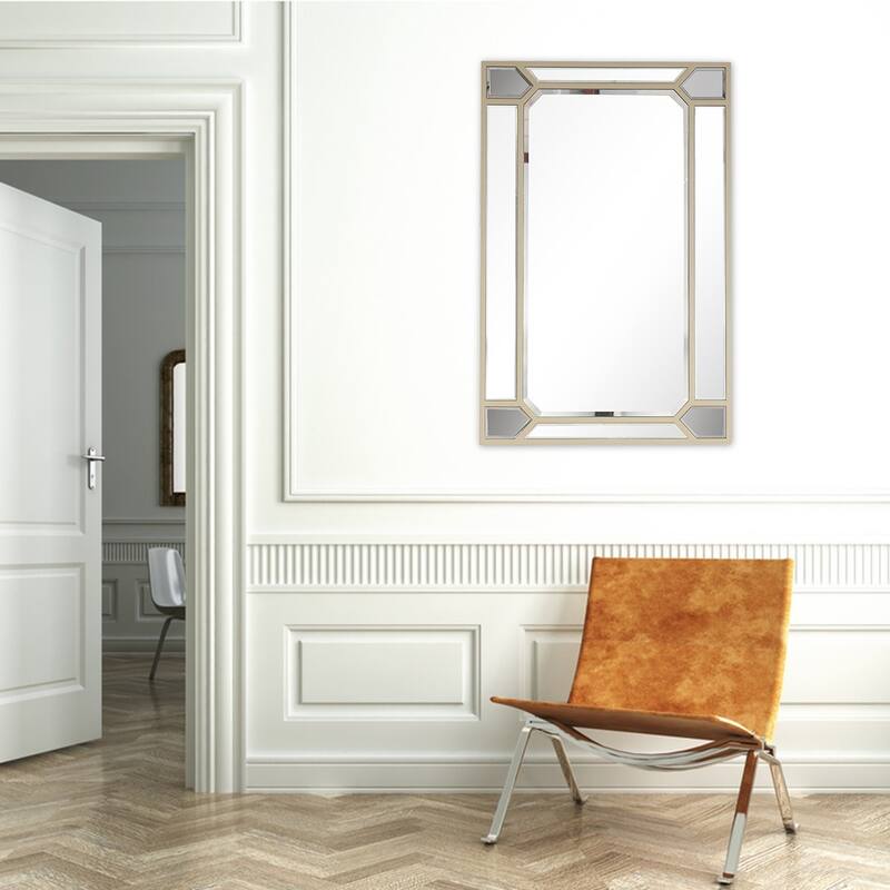 HomeRoots 43" Antique Rectangle Accent Mirror Wall Mounted With Metal Frame - 25.98