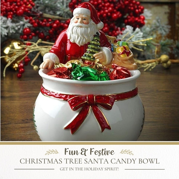 Spode Christmas Tree Santa Candy Bowl - 7.75