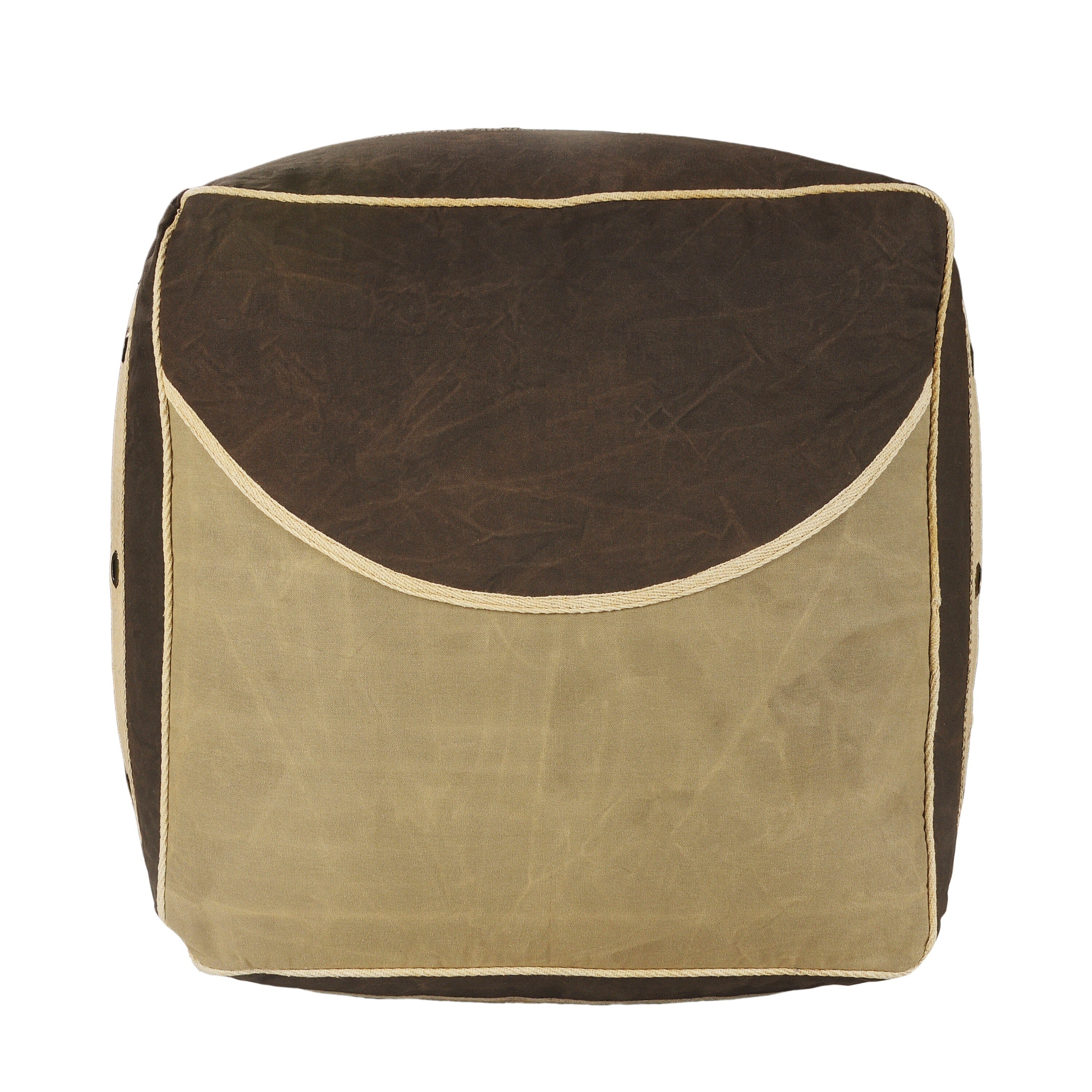 Rustic Farmhouse Striped Border Pouf On Sale Overstock 32042360 Shown with a 2 dia. overstock com
