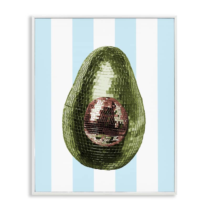 Stupell Disco Avocado on Blue Framed Giclee Art Design By Lil' Rue - 24 x 30 - White