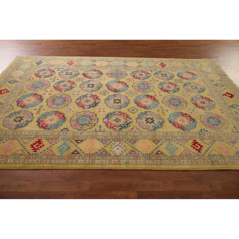 Geometric Kazak Area Rug Hand-Knotted Wool Carpet - 6'11" x 10'7"