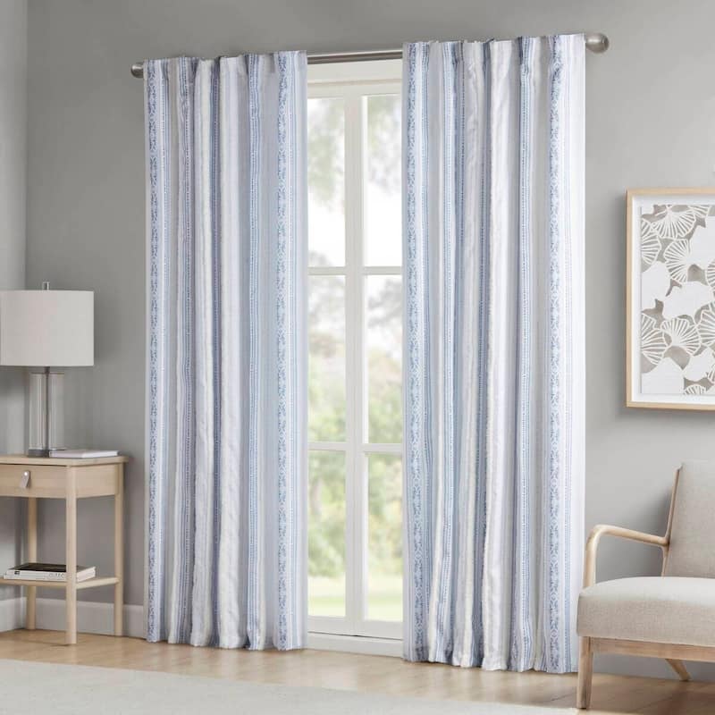 Poly Printed Curtain Panel with Tufted Stripe