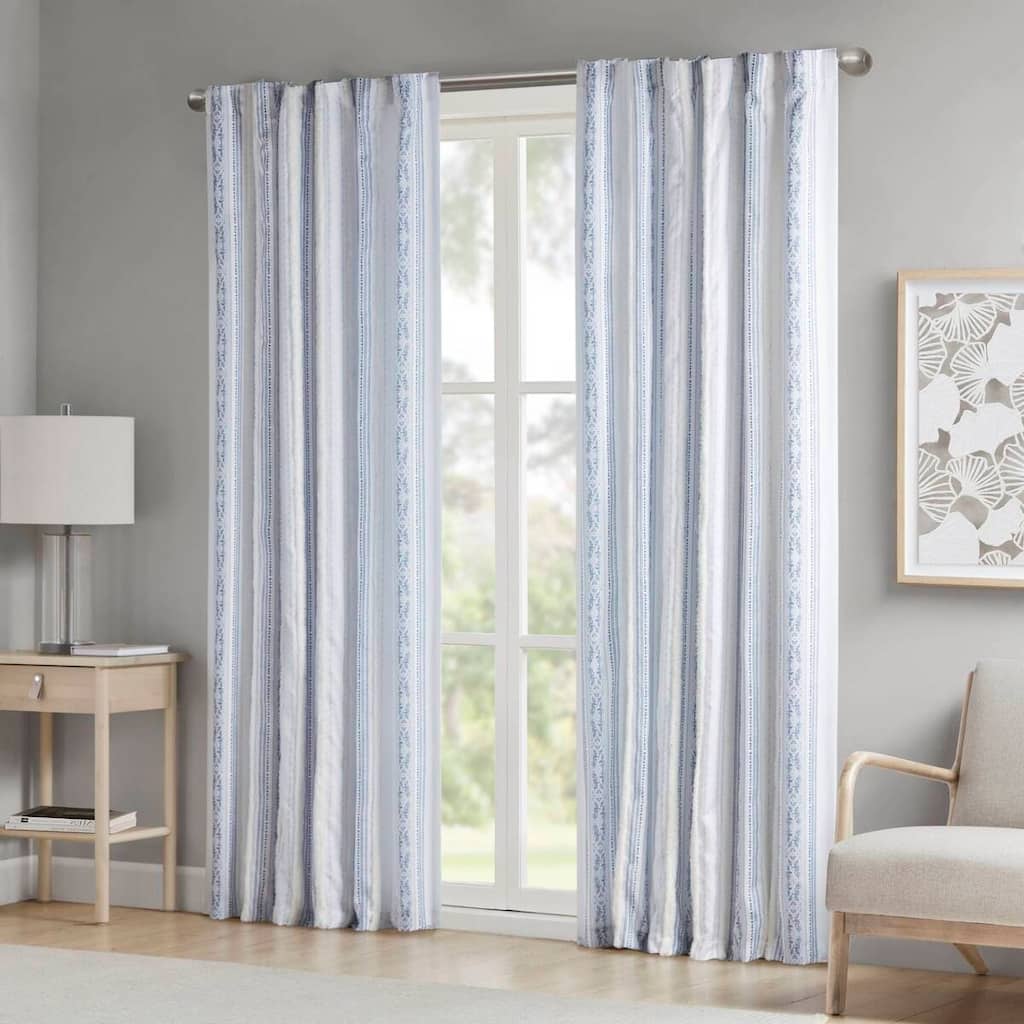 Poly Printed Curtain Panel with Tufted Stripe
