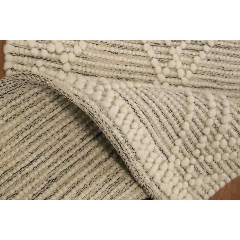 Hand Knotted Oriental 100% Wool Carpet Modern Geometric Beige & Ivories Modern Gotti Design Area Rug - 3' 3'' X 1' 10''