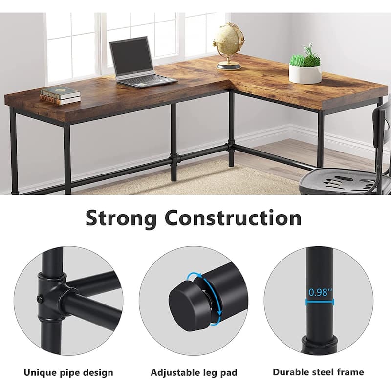 Tribesigns L-Shaped Desk, 67 inch Industrial Corner Computer Office Desk