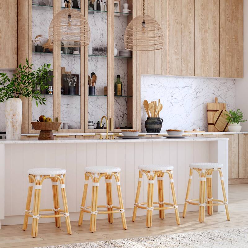 Tobias 24" Rattan Round Counter Stool
