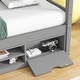 preview thumbnail 27 of 33, Elegant Twin House Bed Kids Bed with Roof Frame,Bedside Storage Shelves,Ladder and Guardrail